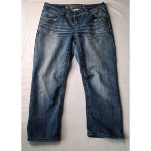 Hydraulic Capri Jeans Women 5/6 Blue Excellent Distressed Embroidered Y2K Boho